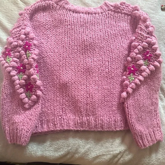 Pink Floral Sugar Thrillz Knit Sweater - Picture 2 of 2